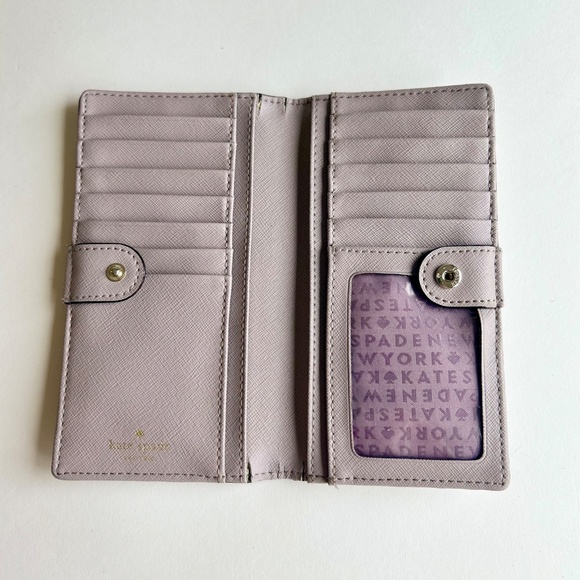 Kate Spade Grey Gold Crossgrain Leather Wallet - Picture 8 of 13